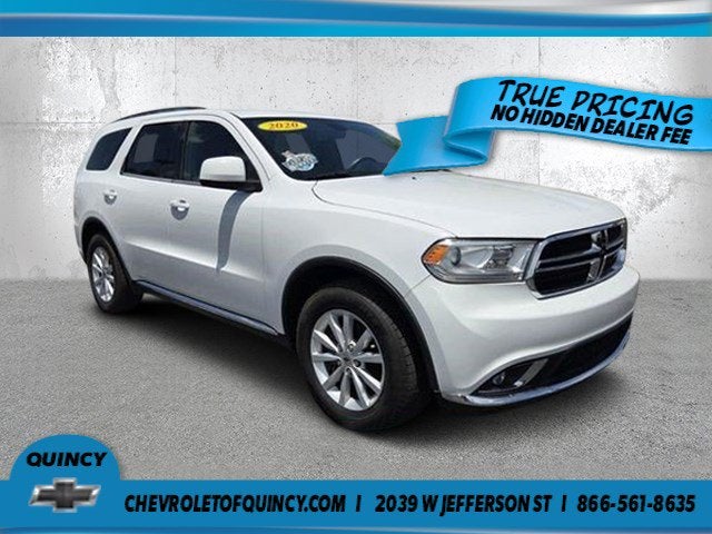2020 Dodge Durango SXT Plus RWD in White — front three-quarter view