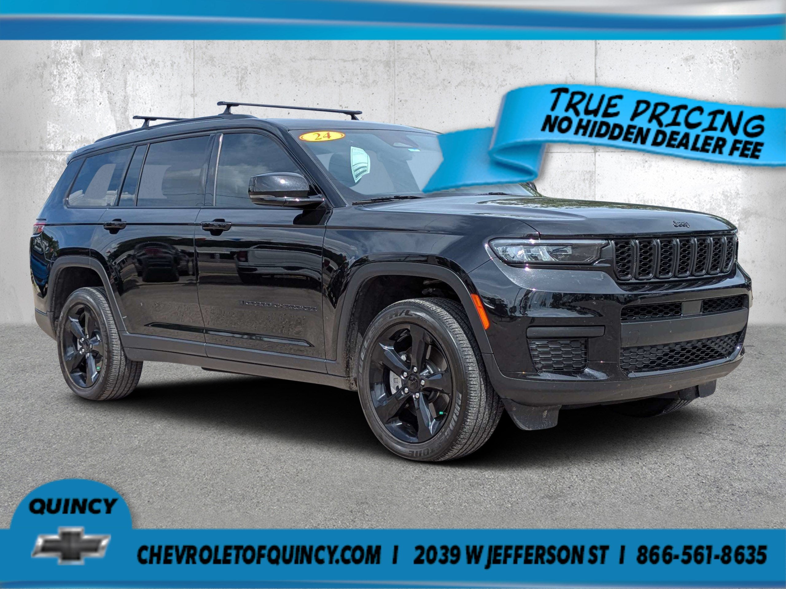 2024 Jeep Grand Cherokee L Altitude X 4x4 in Black — front three-quarter view