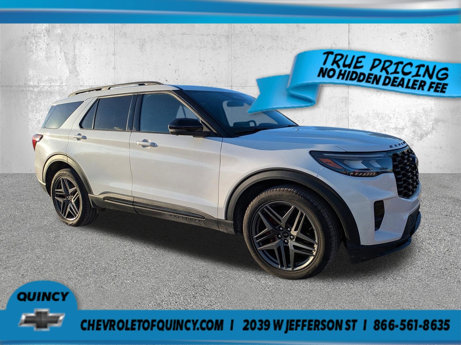 2025 Ford Explorer ST in White — front three-quarter view
