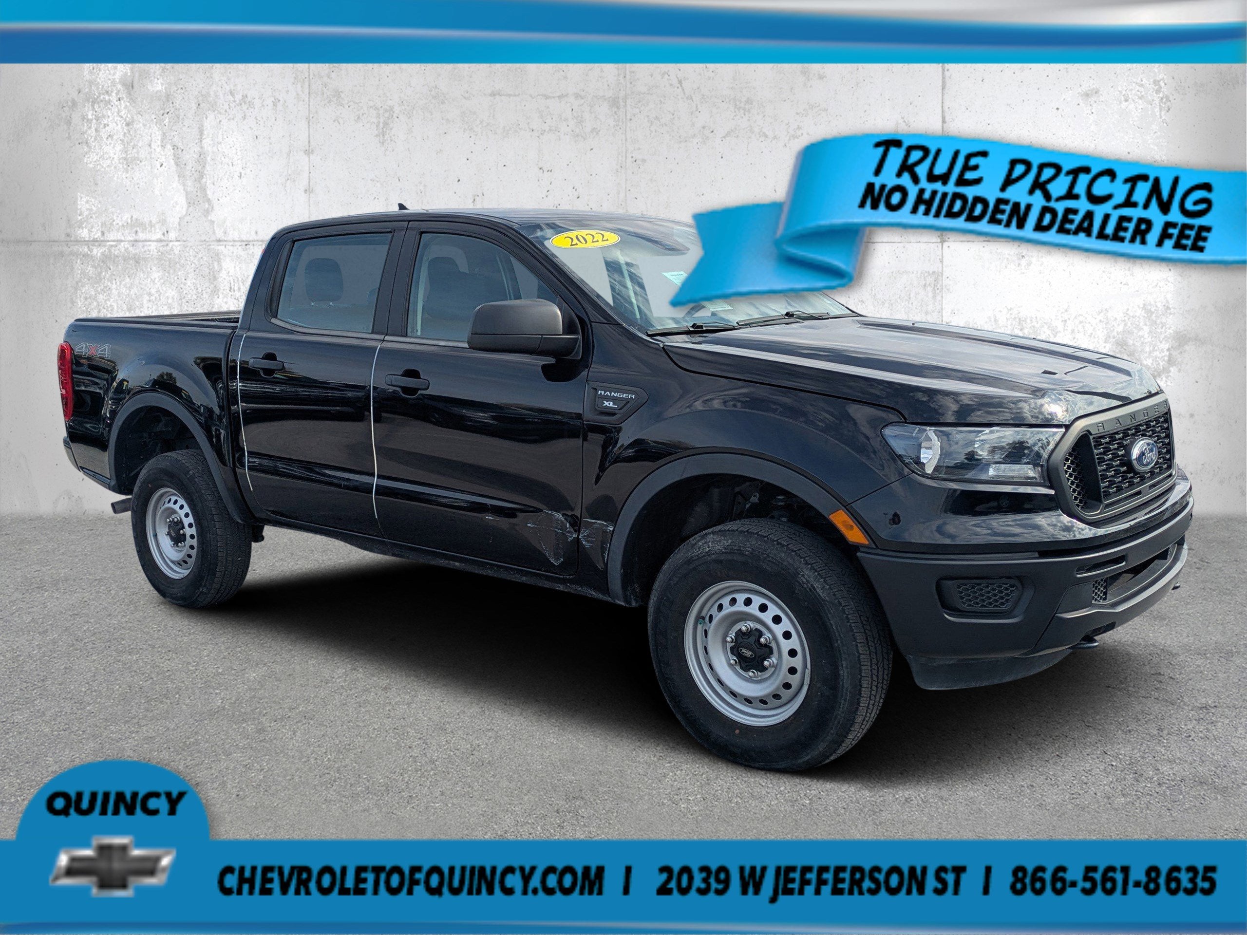 2022 Ford Ranger XL in Black — front three-quarter view