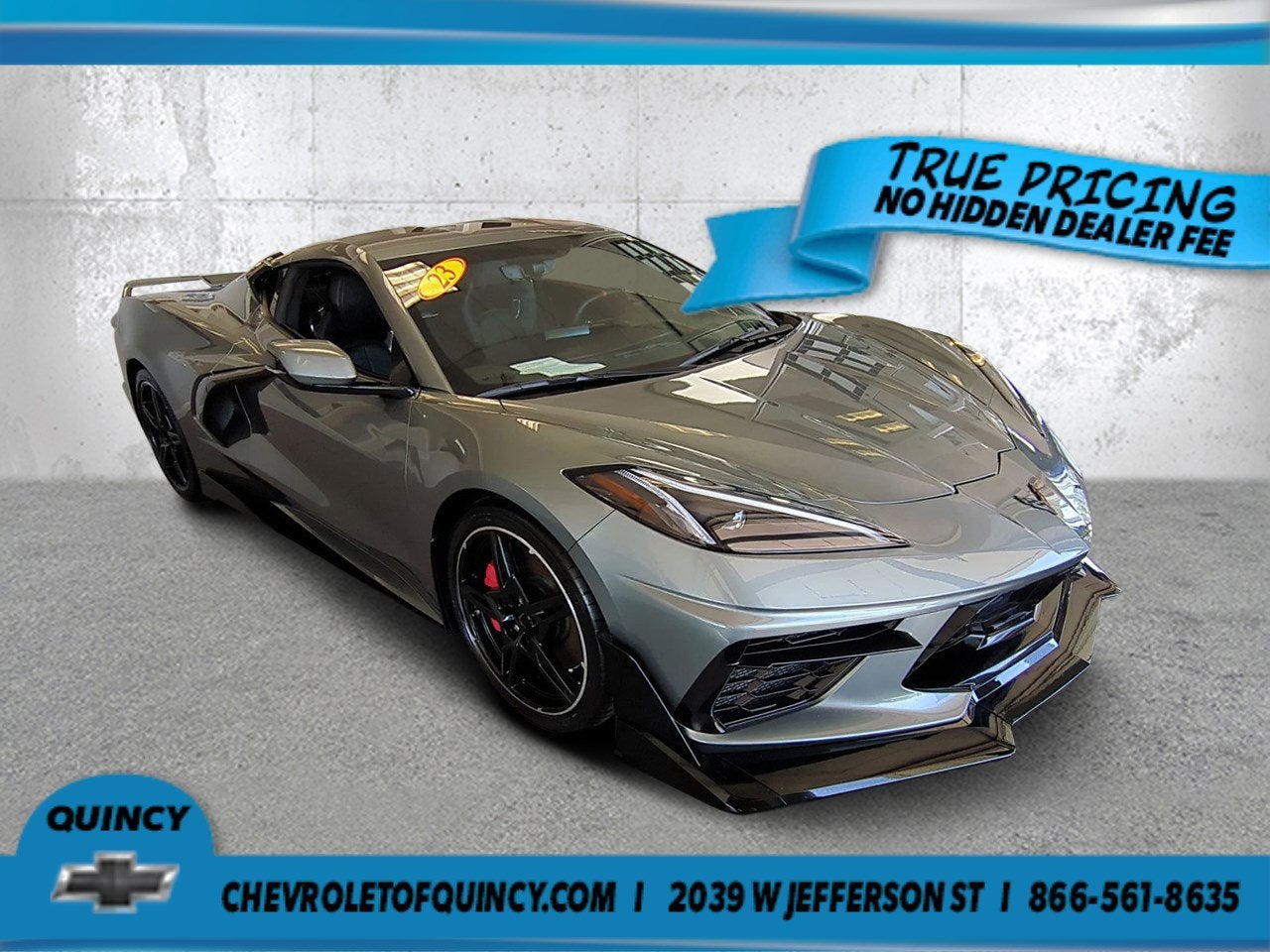 2023 Chevrolet Corvette Stingray 3LT in Hypersonic Gray Metallic — front three-quarter view