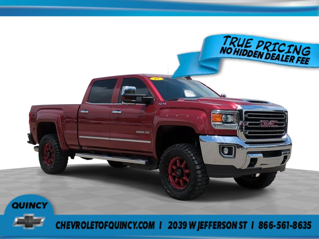 2019 GMC Sierra 2500 HD SLT in Red Quartz Tintcoat — front three-quarter view