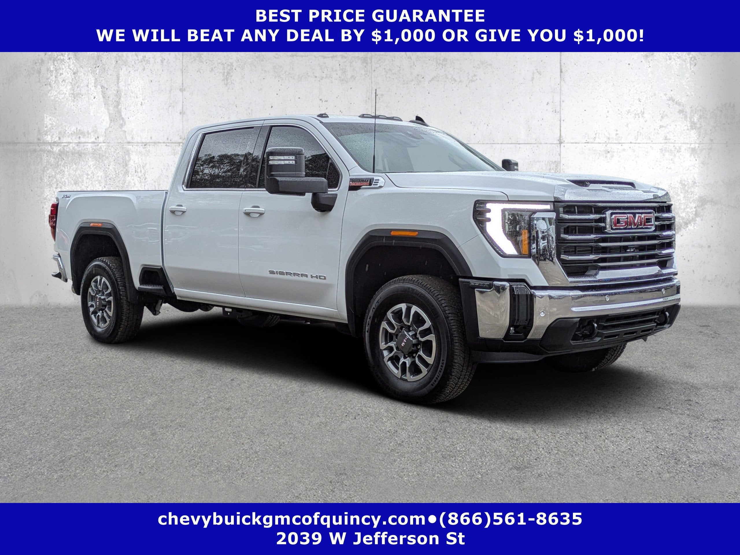 2025 GMC Sierra 2500 HD SLE in Summit White — front three-quarter view
