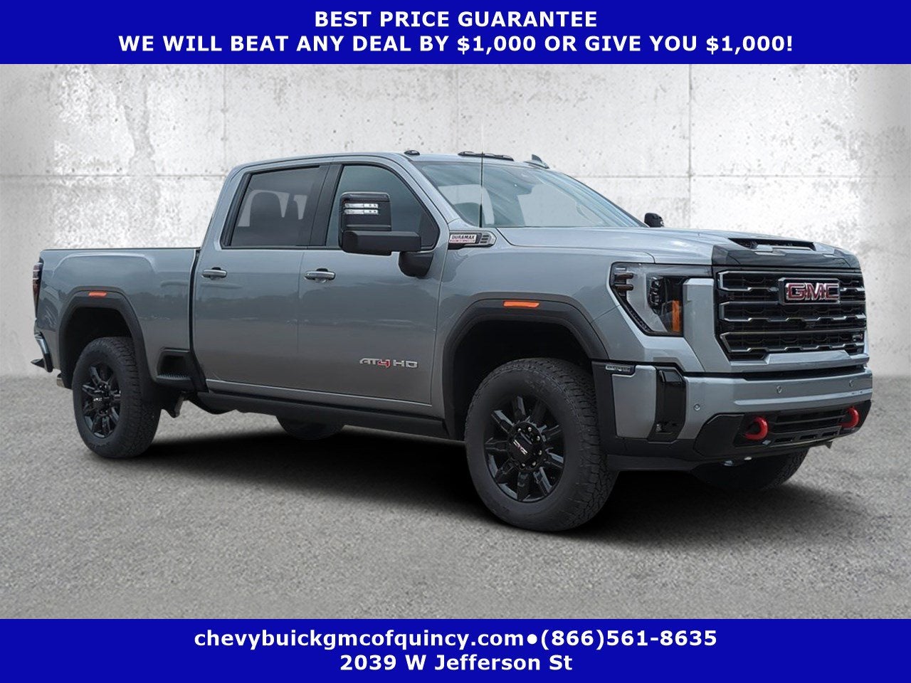 2026 GMC Sierra 2500 HD AT4 in Sterling Metallic — front three-quarter view
