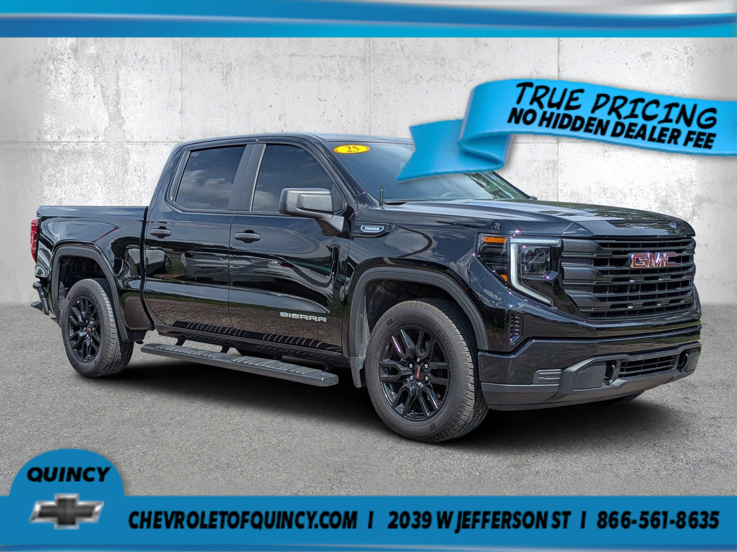 2025 GMC Sierra 1500 Pro in Onyx Black — front three-quarter view