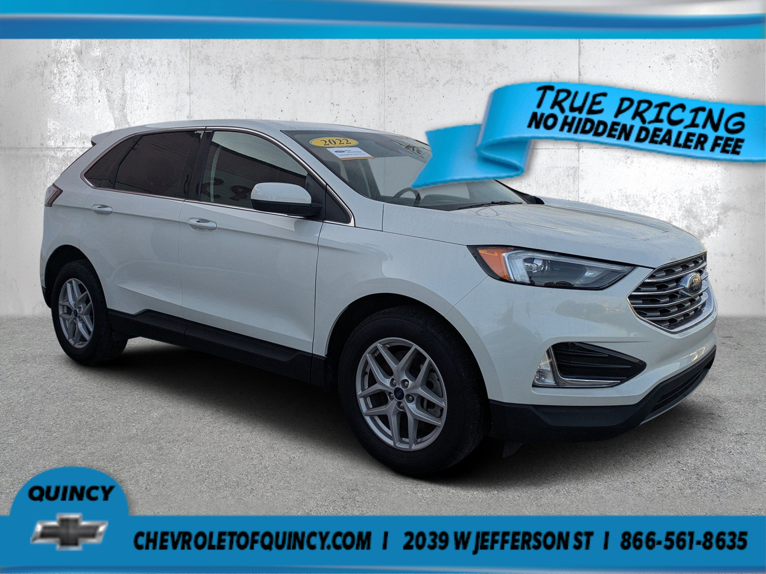 2022 Ford Edge SEL in White — front three-quarter view