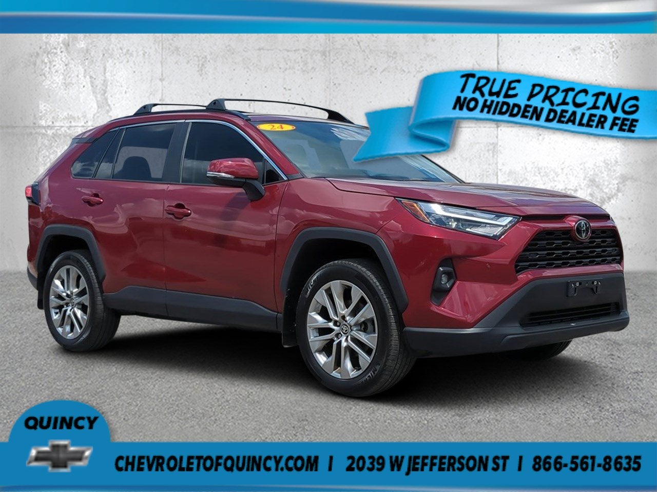 2024 Toyota RAV4 XLE Premium in Red — front three-quarter view
