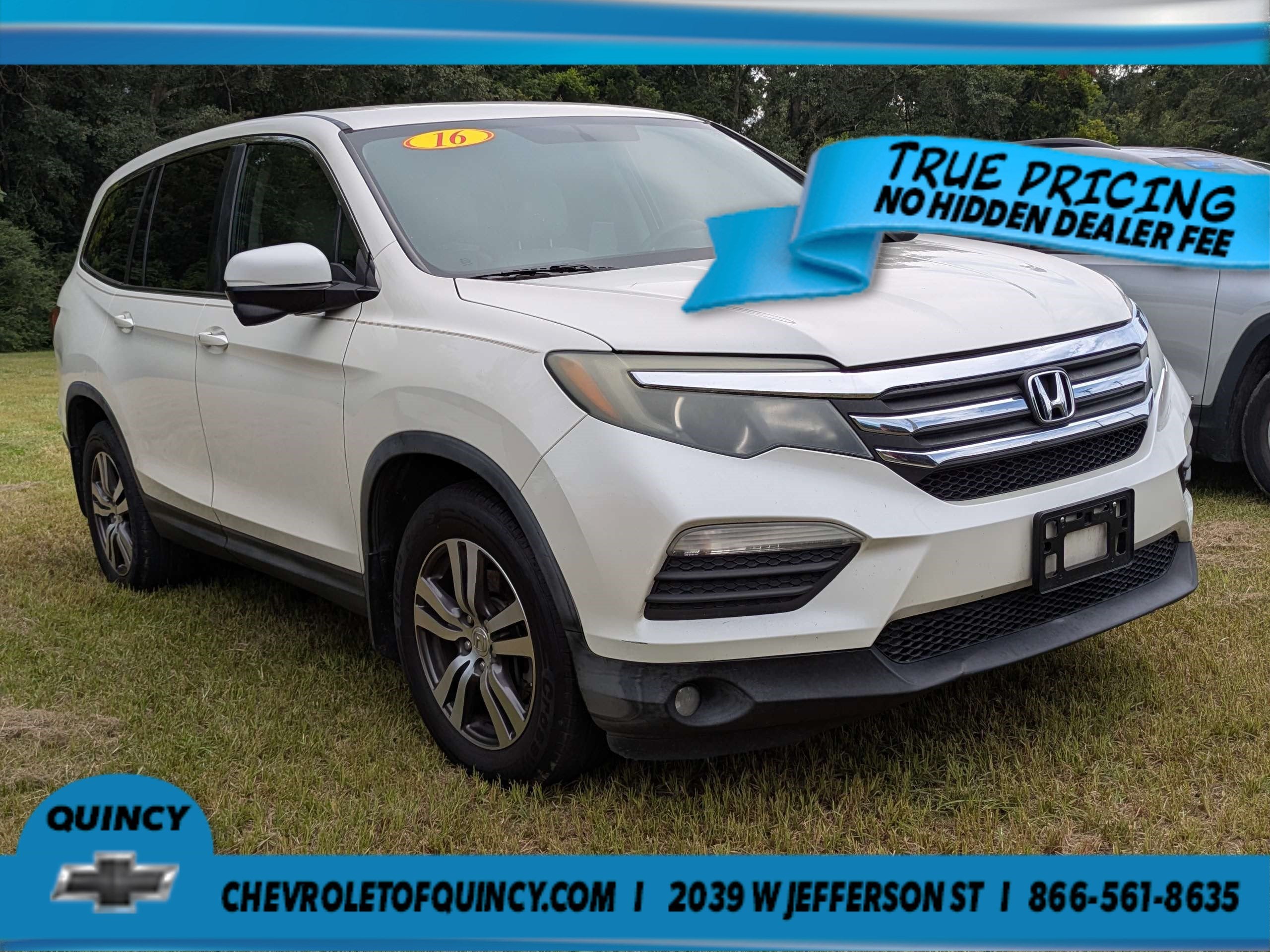 2016 Honda Pilot EX in White — front three-quarter view