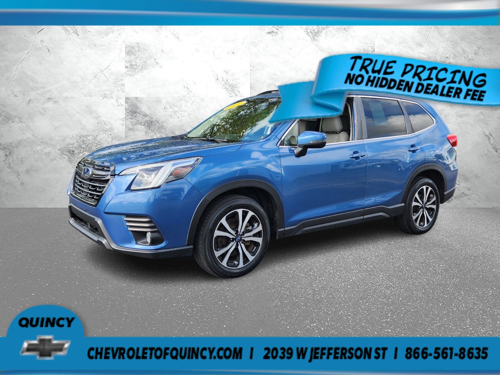 2022 Subaru Forester Limited in Blue — front three-quarter view