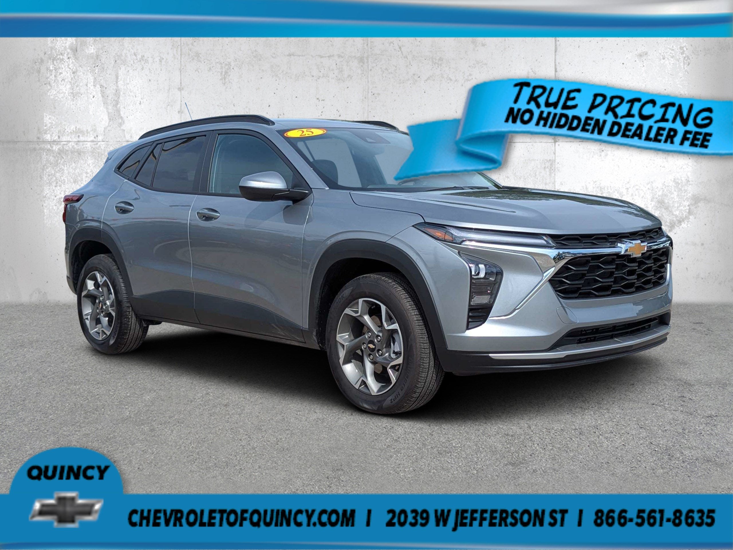 2025 Chevrolet Trax LT in Sterling Gray Metallic — front three-quarter view